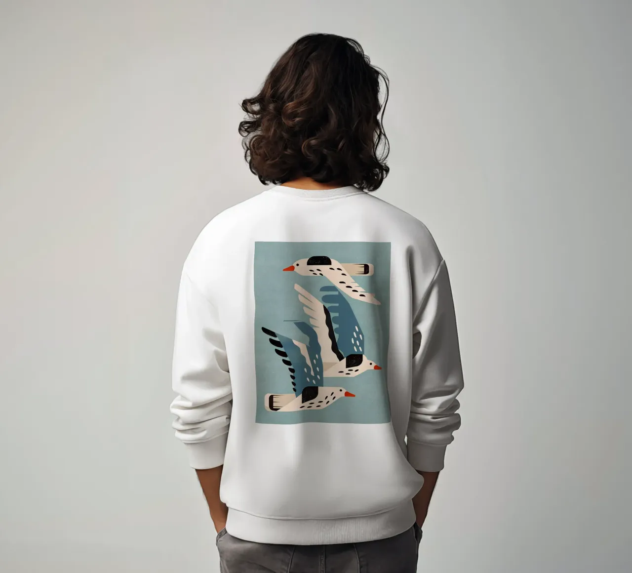 Gabbiani in volo - murale scandinavo felpa da Studio Sori