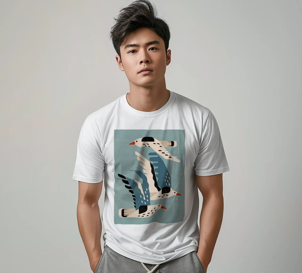 Gabbiani in volo - murale scandinavo t-shirt da Studio Sori