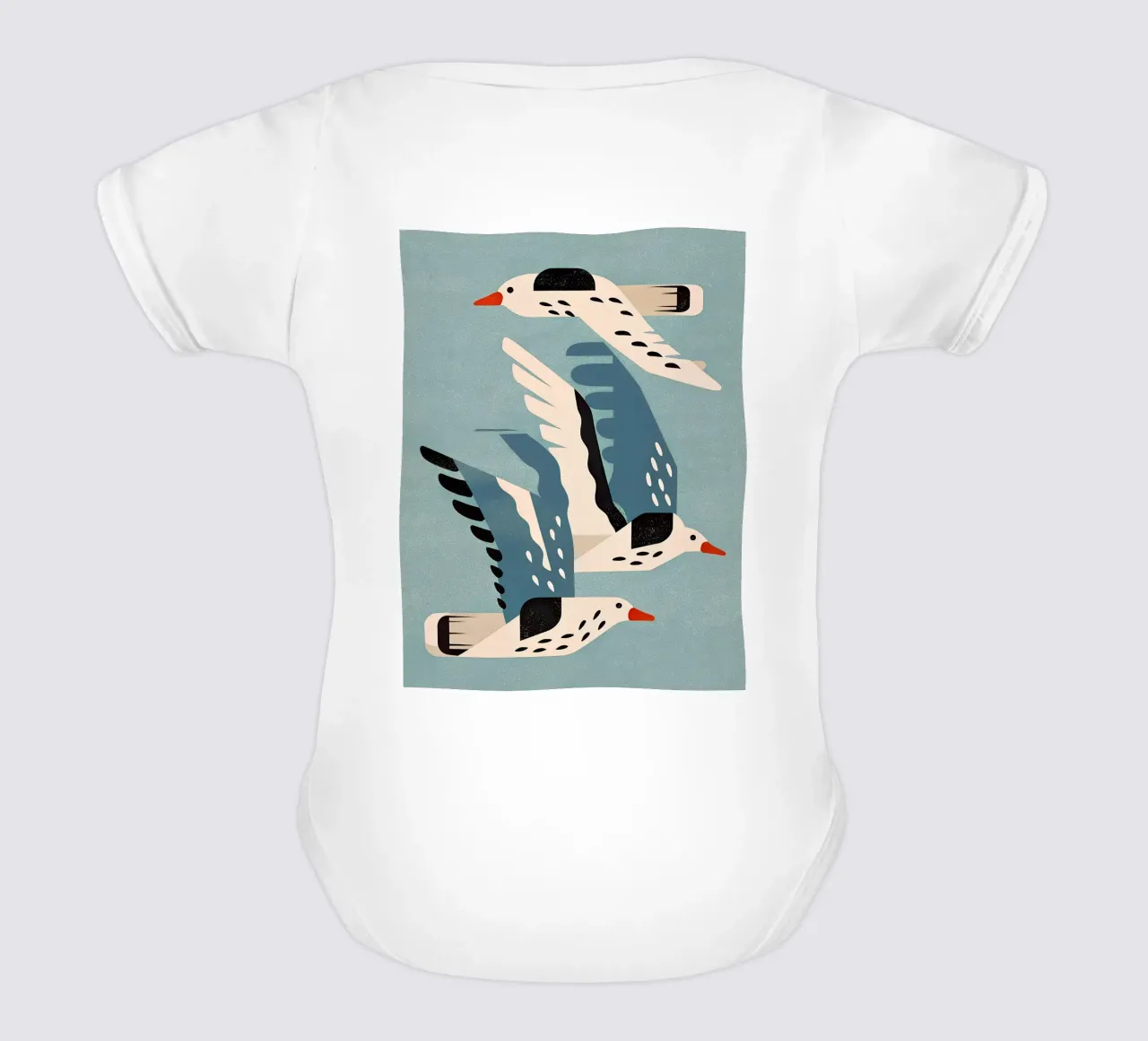 Gabbiani in volo - murale scandinavo body neonato maniche corte da Studio Sori