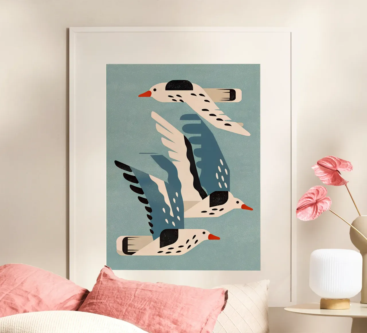 Gabbiani in volo - murale scandinavo poster da Studio Sori