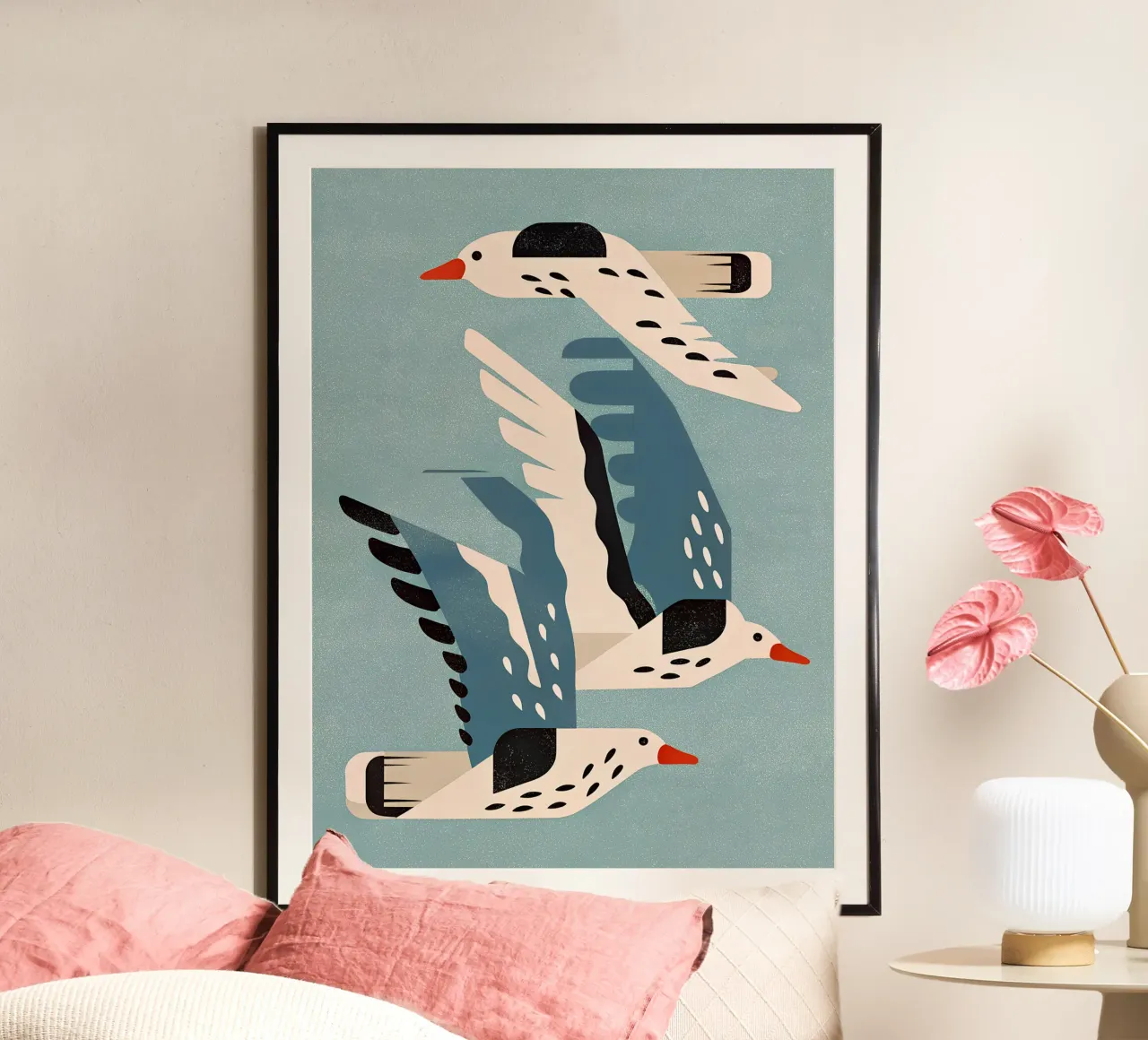 Gabbiani in volo - murale scandinavo poster da Studio Sori