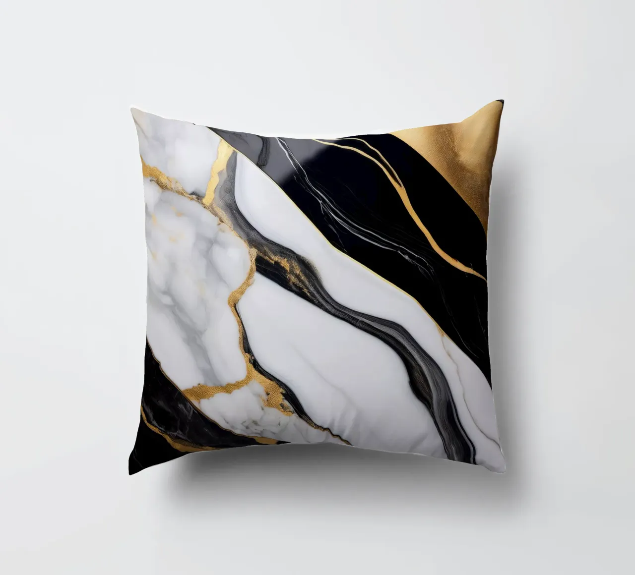 Marble print - Black & White #7 decorative cushion by Hightown Design