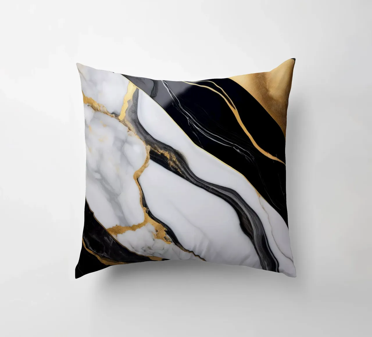 Marble print - Black & White #7 decorative cushion by Hightown Design