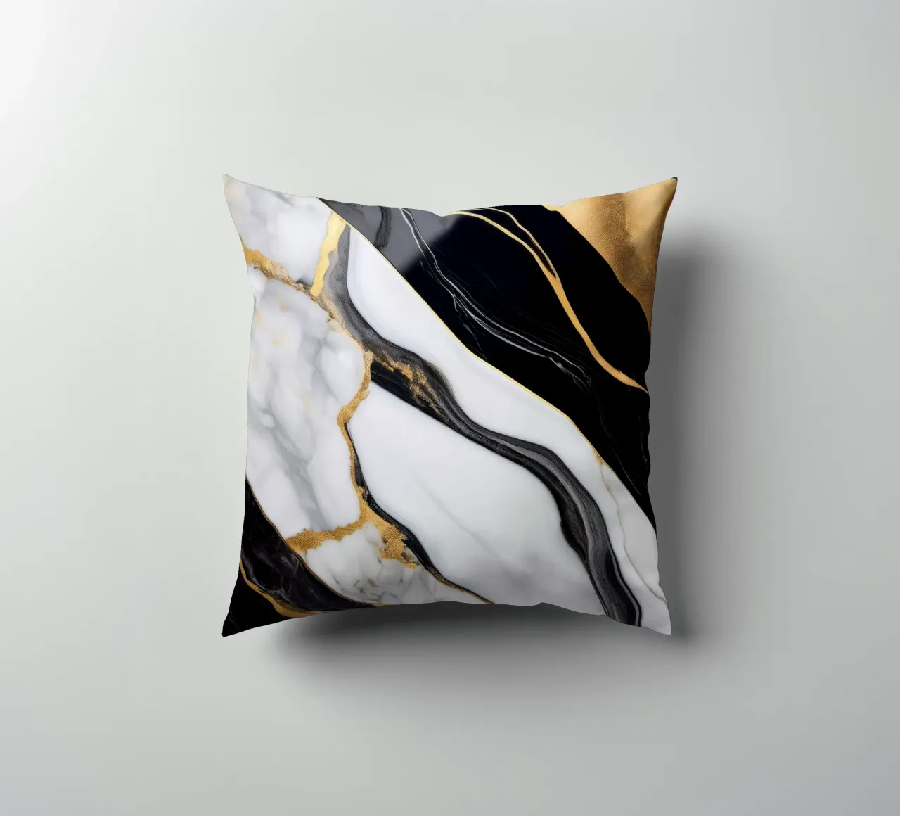 Marble print - Black & White #7 decorative cushion by Hightown Design