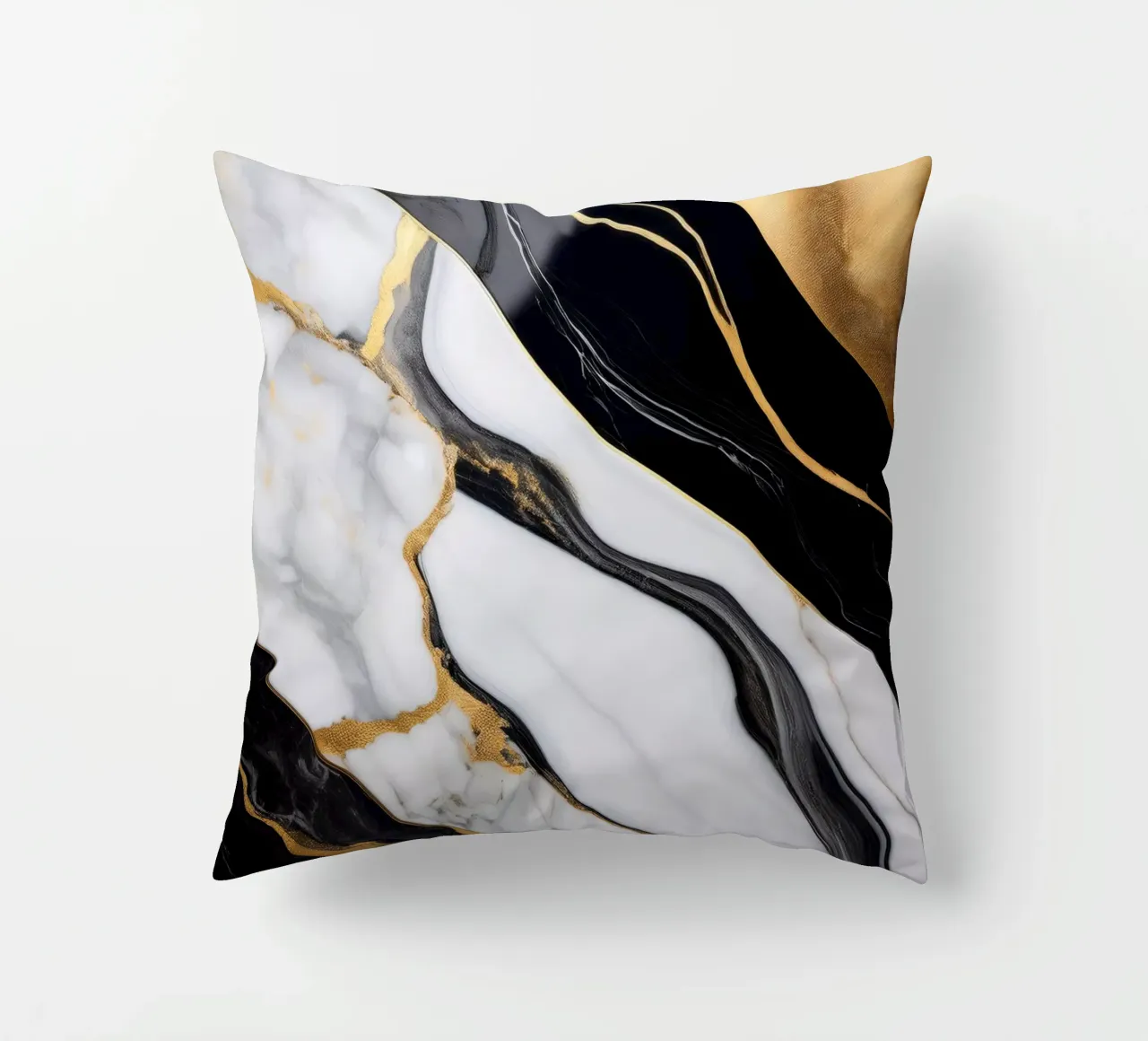 Marble print - Black & White #7 decorative cushion by Hightown Design