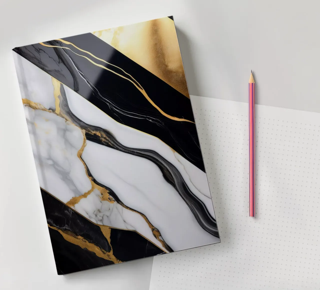 Marble print - Black & White #7 notebook by Hightown Design