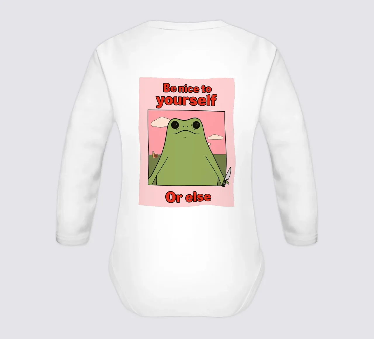 Sei nett zu dir selbst, sonst gibt es einen lustigen Frosch Langarm Babybody von Toolee