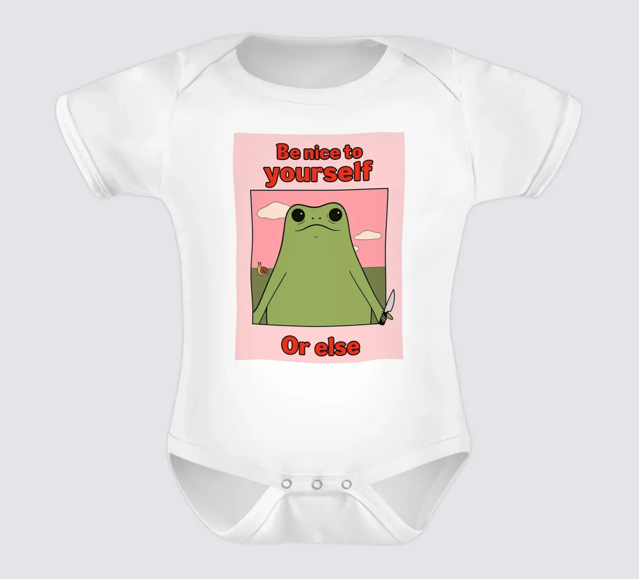 Sei nett zu dir selbst, sonst gibt es einen lustigen Frosch Kurzarm Babybody von Toolee