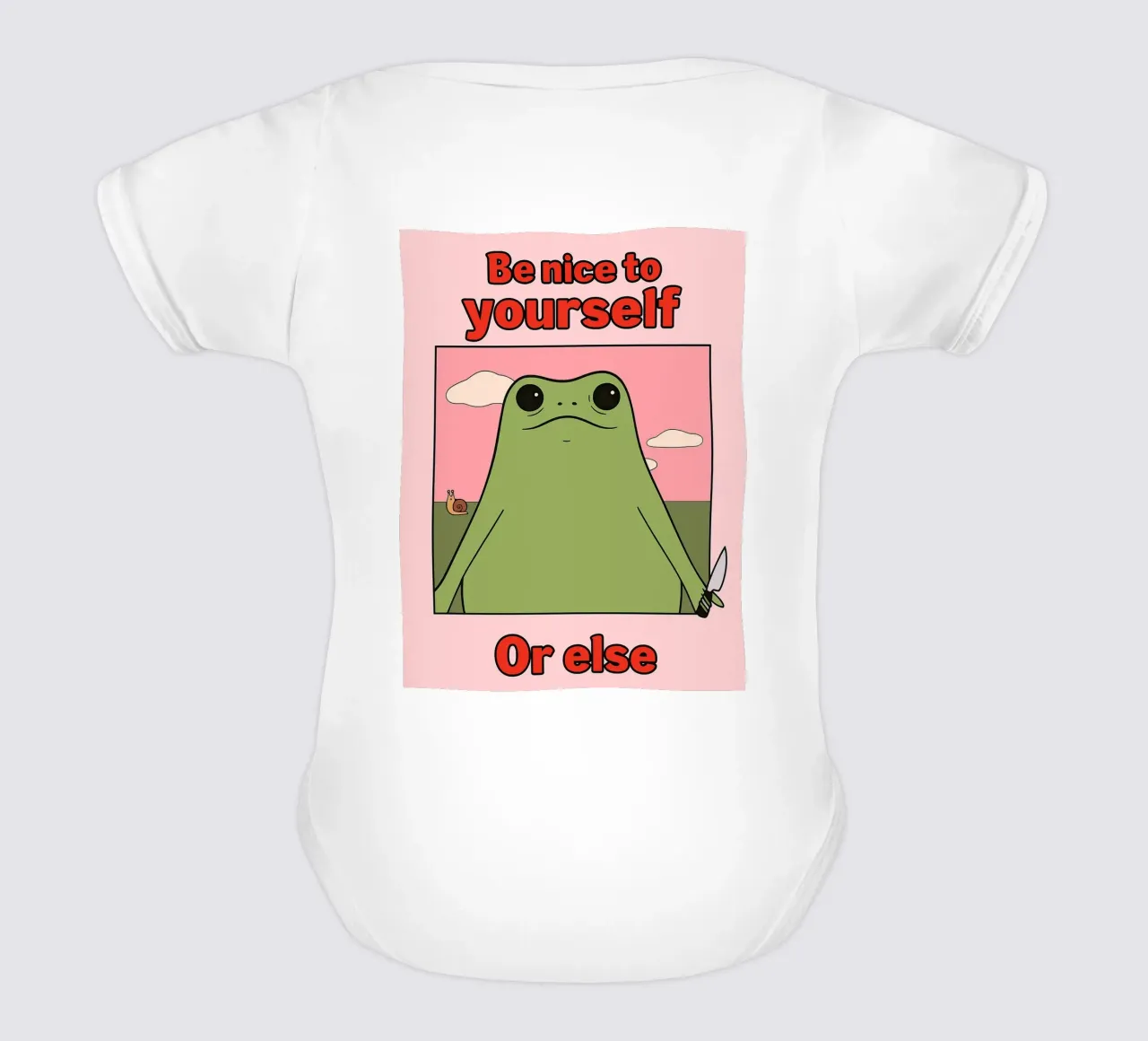 Sei nett zu dir selbst, sonst gibt es einen lustigen Frosch Kurzarm Babybody von Toolee