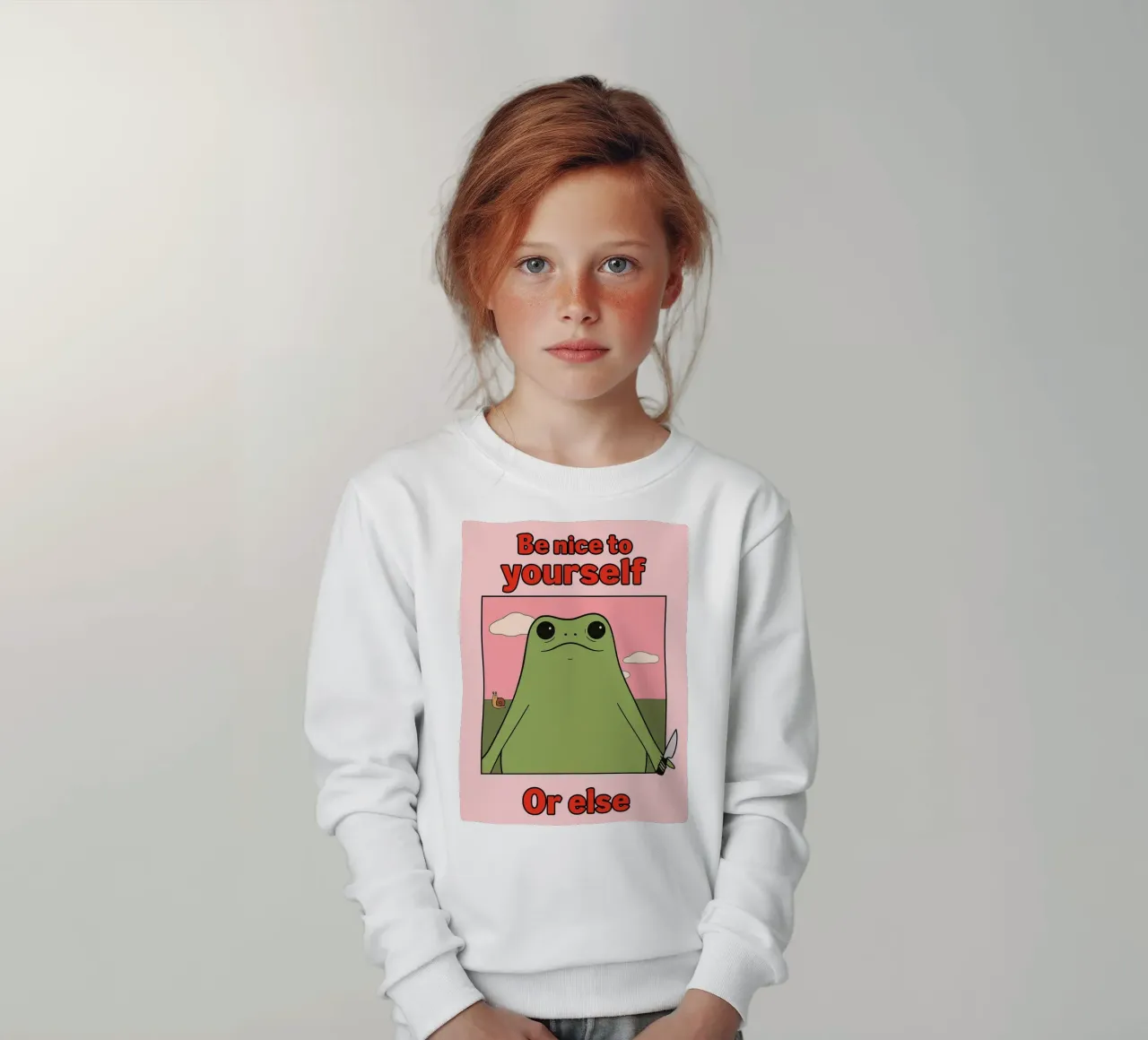 Sei nett zu dir selbst, sonst gibt es einen lustigen Frosch Kinder Sweatshirt von Toolee