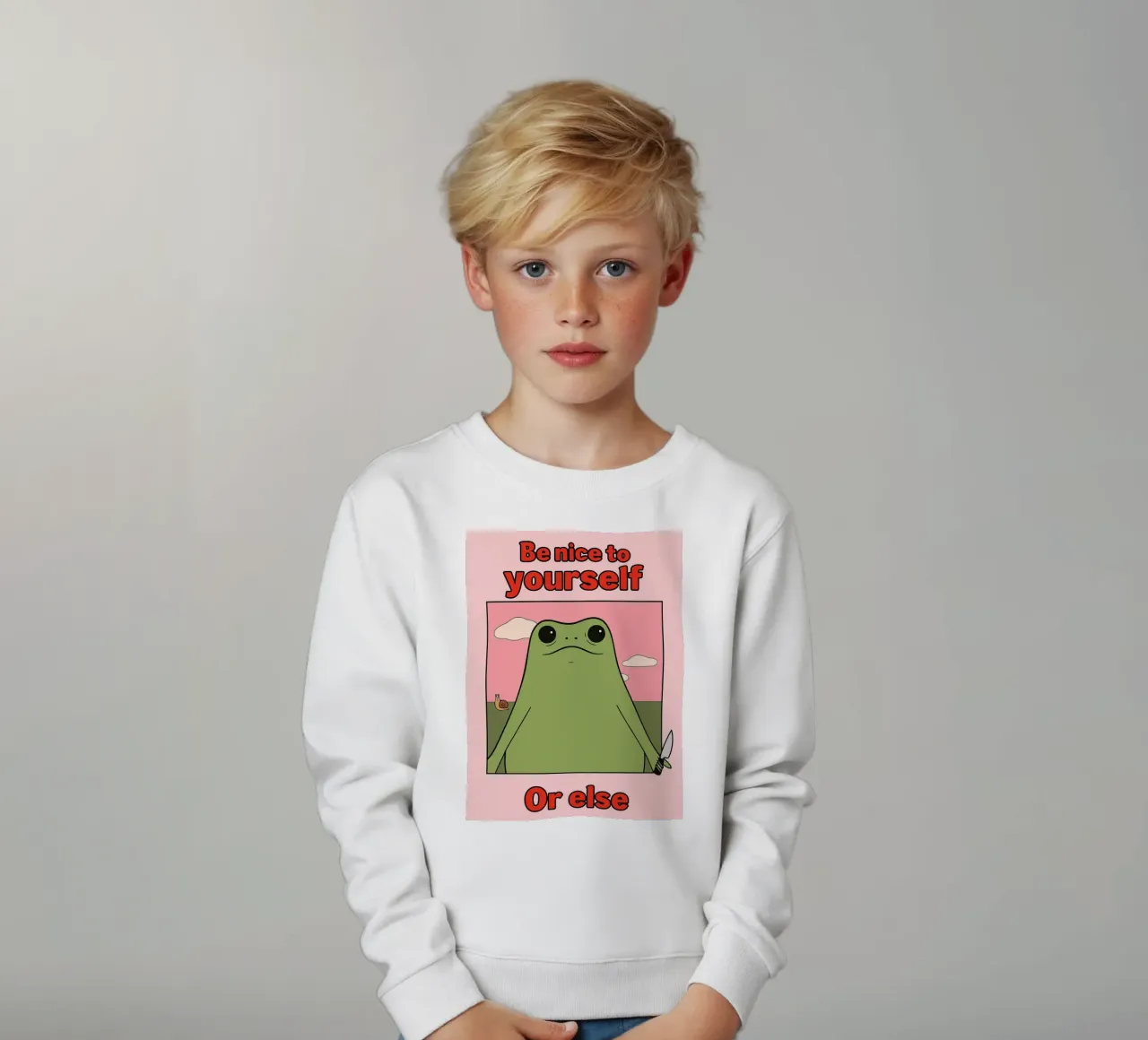Sei nett zu dir selbst, sonst gibt es einen lustigen Frosch Kinder Sweatshirt von Toolee