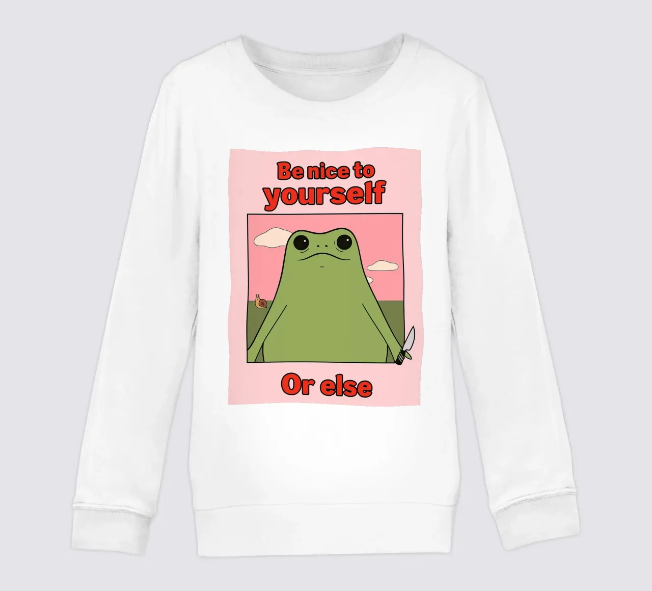 Sei nett zu dir selbst, sonst gibt es einen lustigen Frosch Kinder Sweatshirt von Toolee
