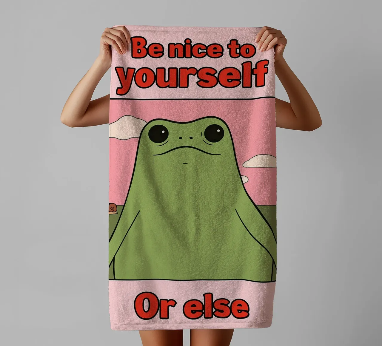 Sei nett zu dir selbst, sonst gibt es einen lustigen Frosch Handtuch von Toolee