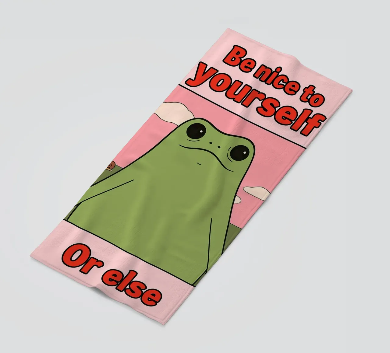 Sei nett zu dir selbst, sonst gibt es einen lustigen Frosch Strandtuch von Toolee