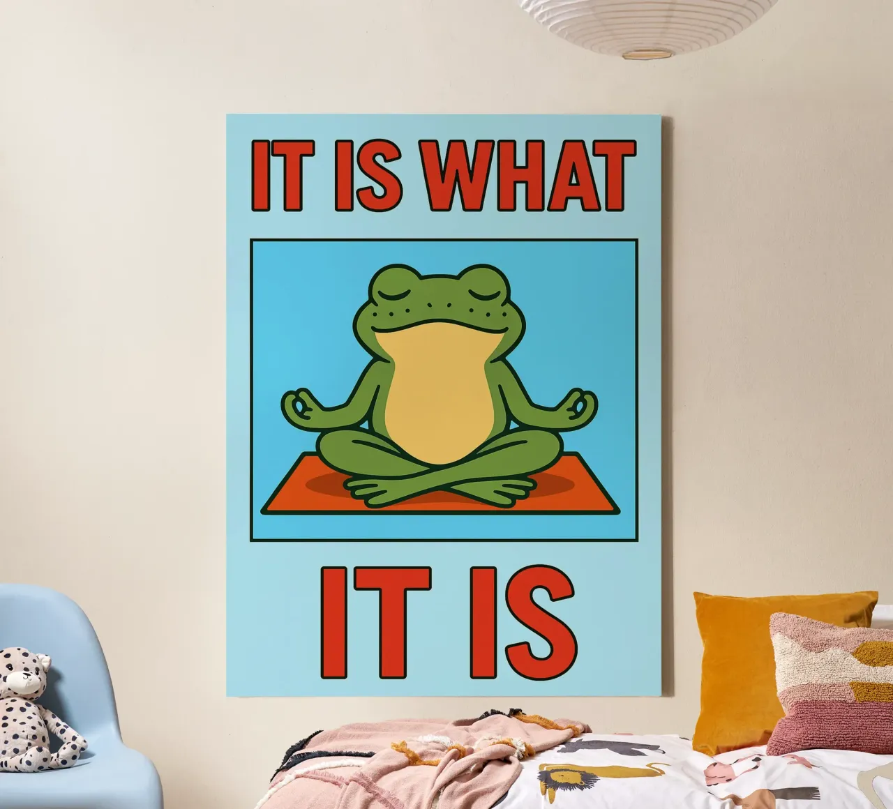 it is whaat it is funny frog canvas by Toolee