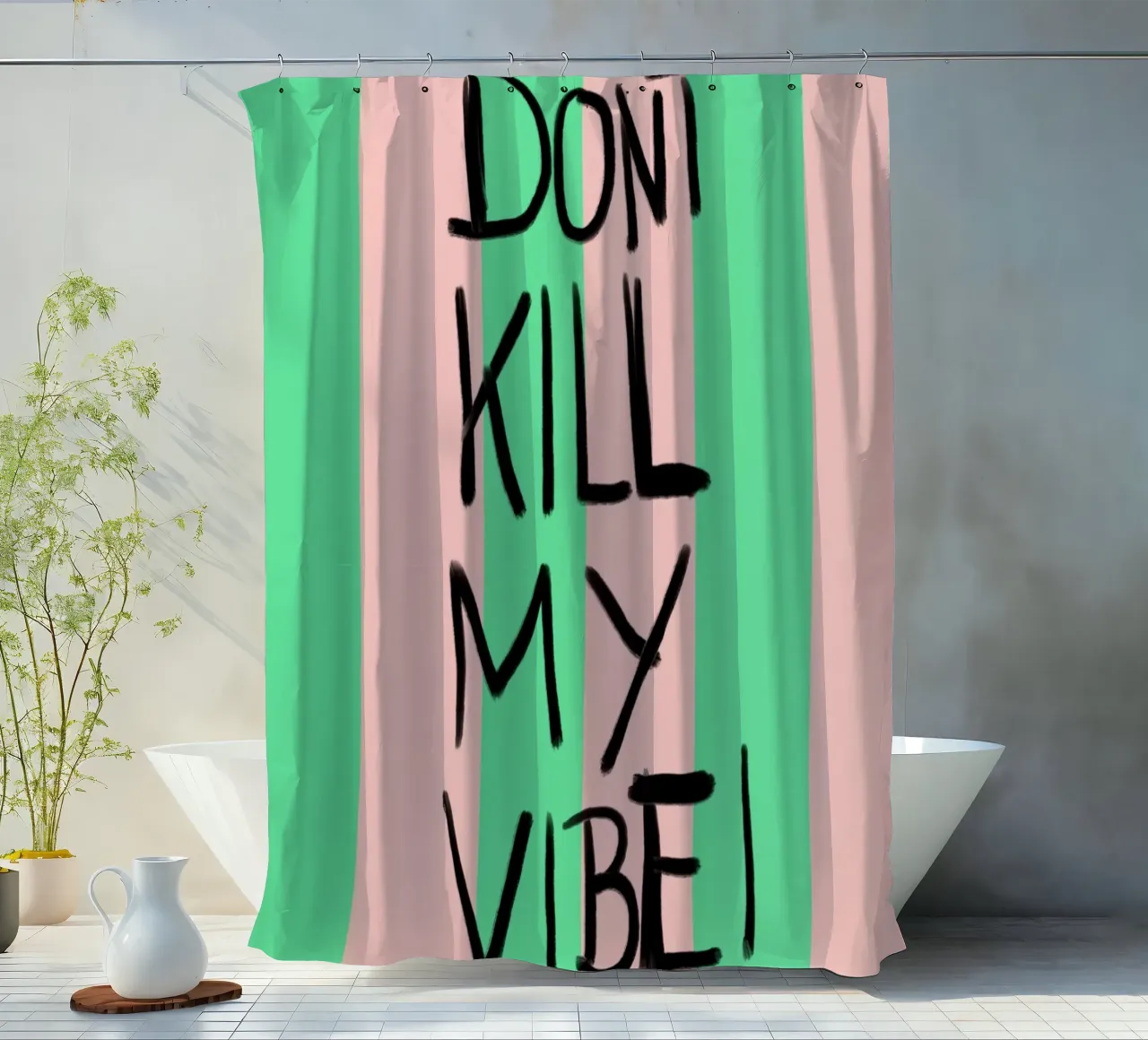 Donut kill me vibe shower curtain by Hej Ibiza by Ute Arnold