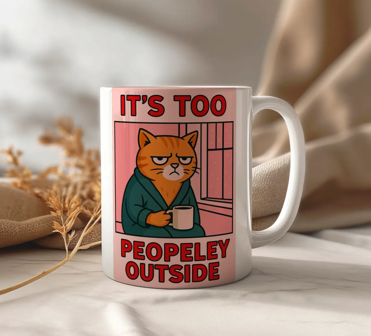 il suo a peopeley fuori gatto divertente tazza in ceramica da Toolee