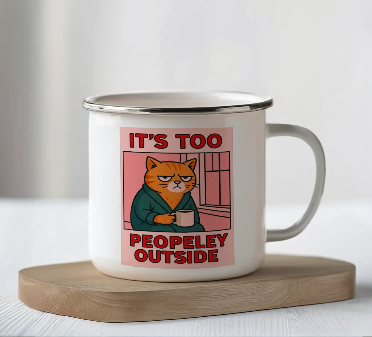 il suo a peopeley fuori gatto divertente tazza in smalto da Toolee