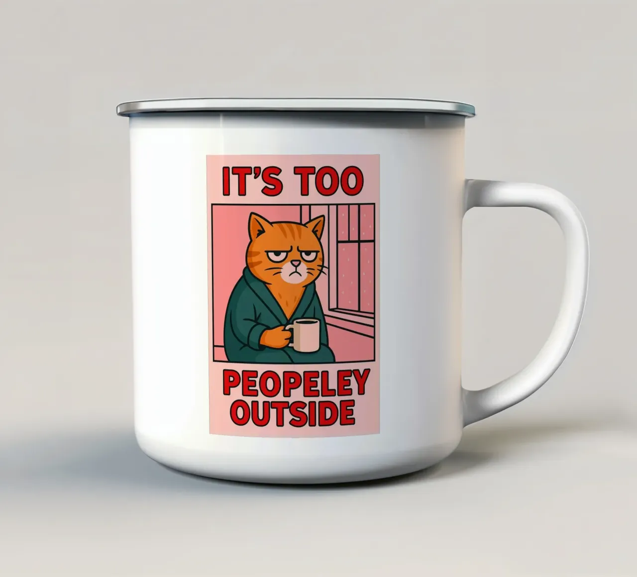 il suo a peopeley fuori gatto divertente tazza in smalto da Toolee