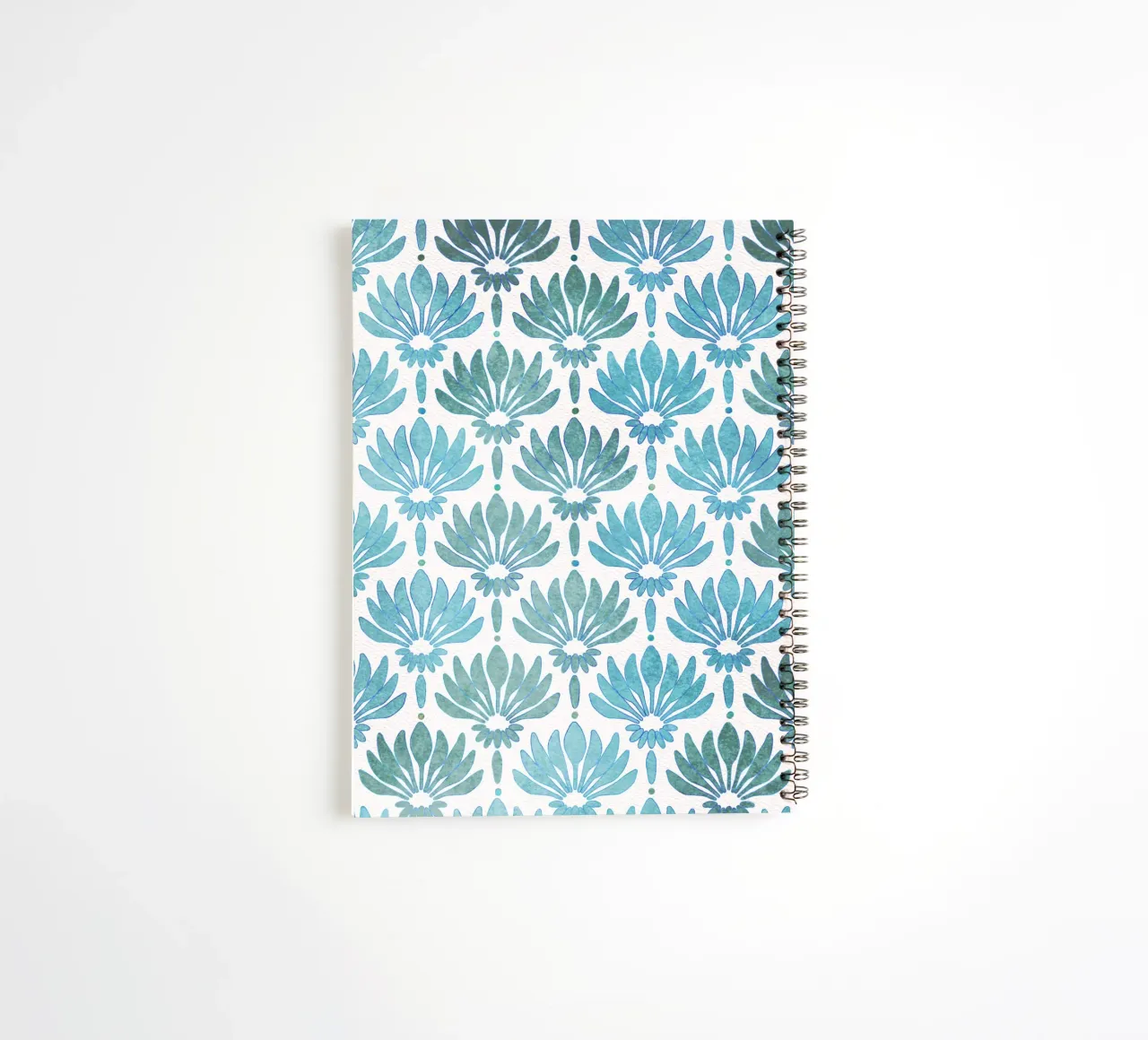 Lilies pattern, modern in blue and turquoise spiral notebook by CalliLetters