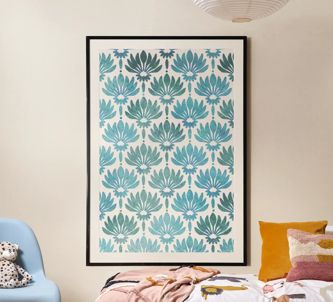 Lilies pattern, modern in blue and turquoise hahnemühle by CalliLetters