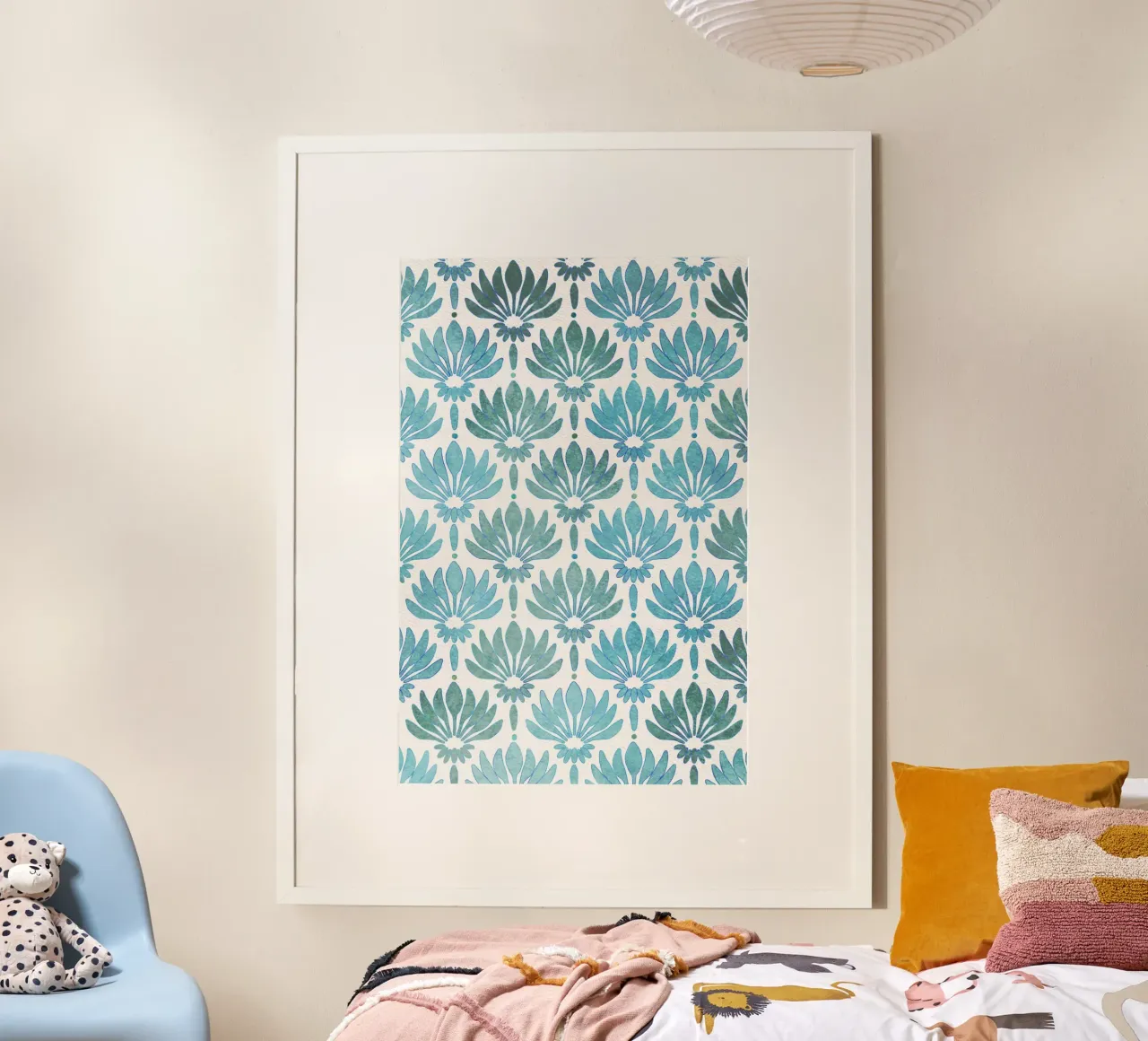 Lilies pattern, modern in blue and turquoise hahnemühle by CalliLetters