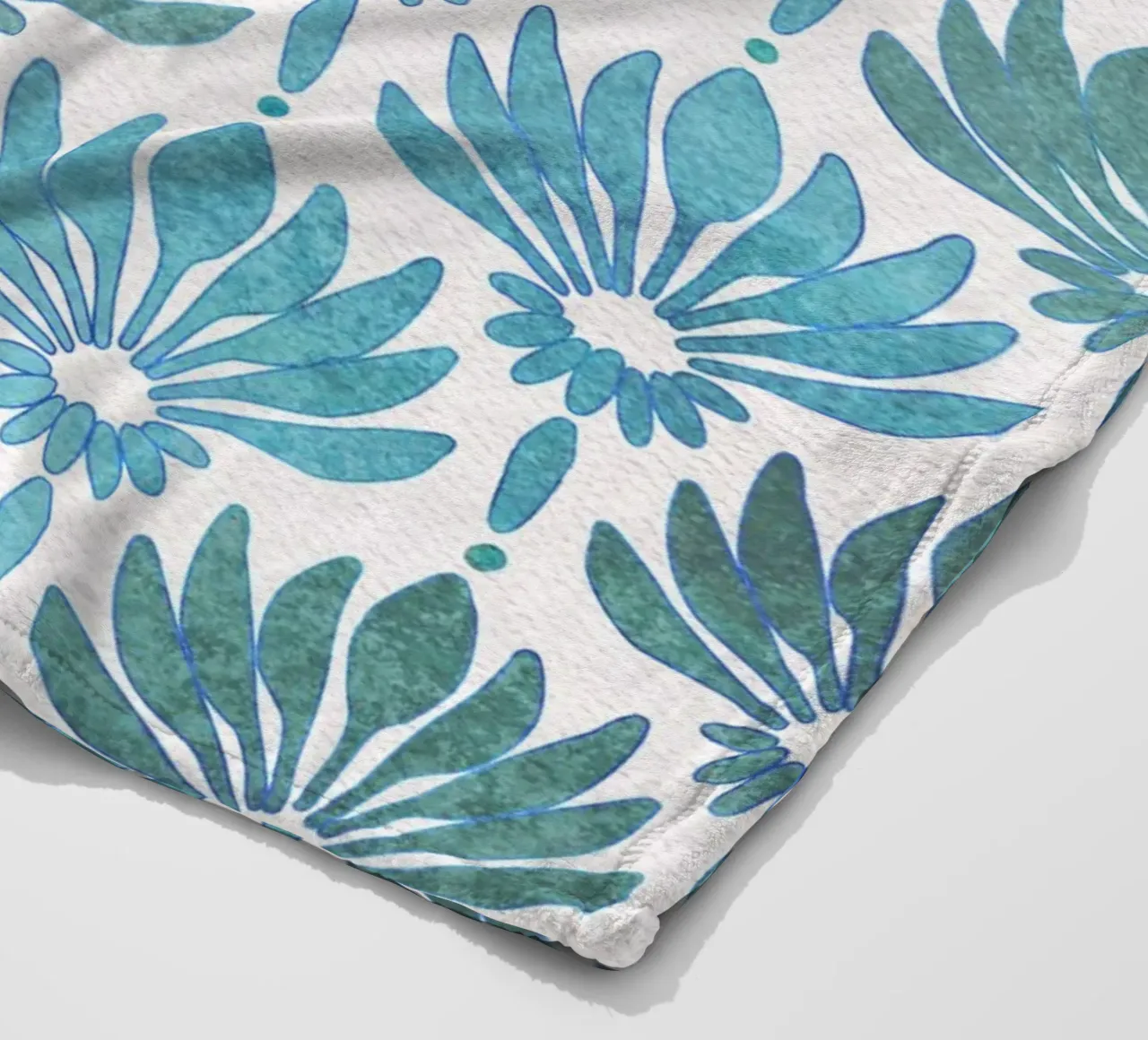 Lilies pattern, modern in blue and turquoise fleece blanket by CalliLetters