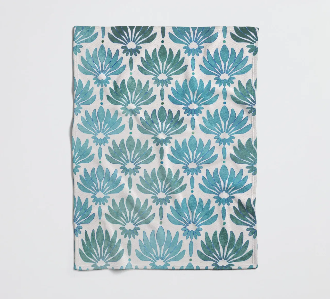 Lilies pattern, modern in blue and turquoise fleece blanket by CalliLetters