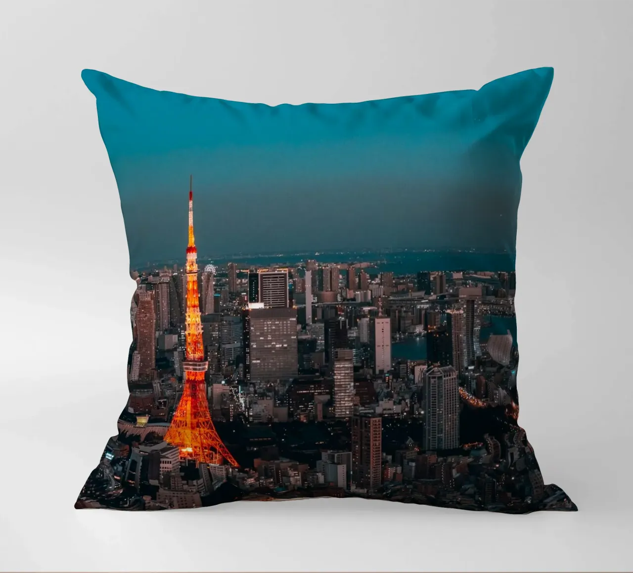 Tokyo Tower Night View, Japan decorative cushion by Marcel Bisig