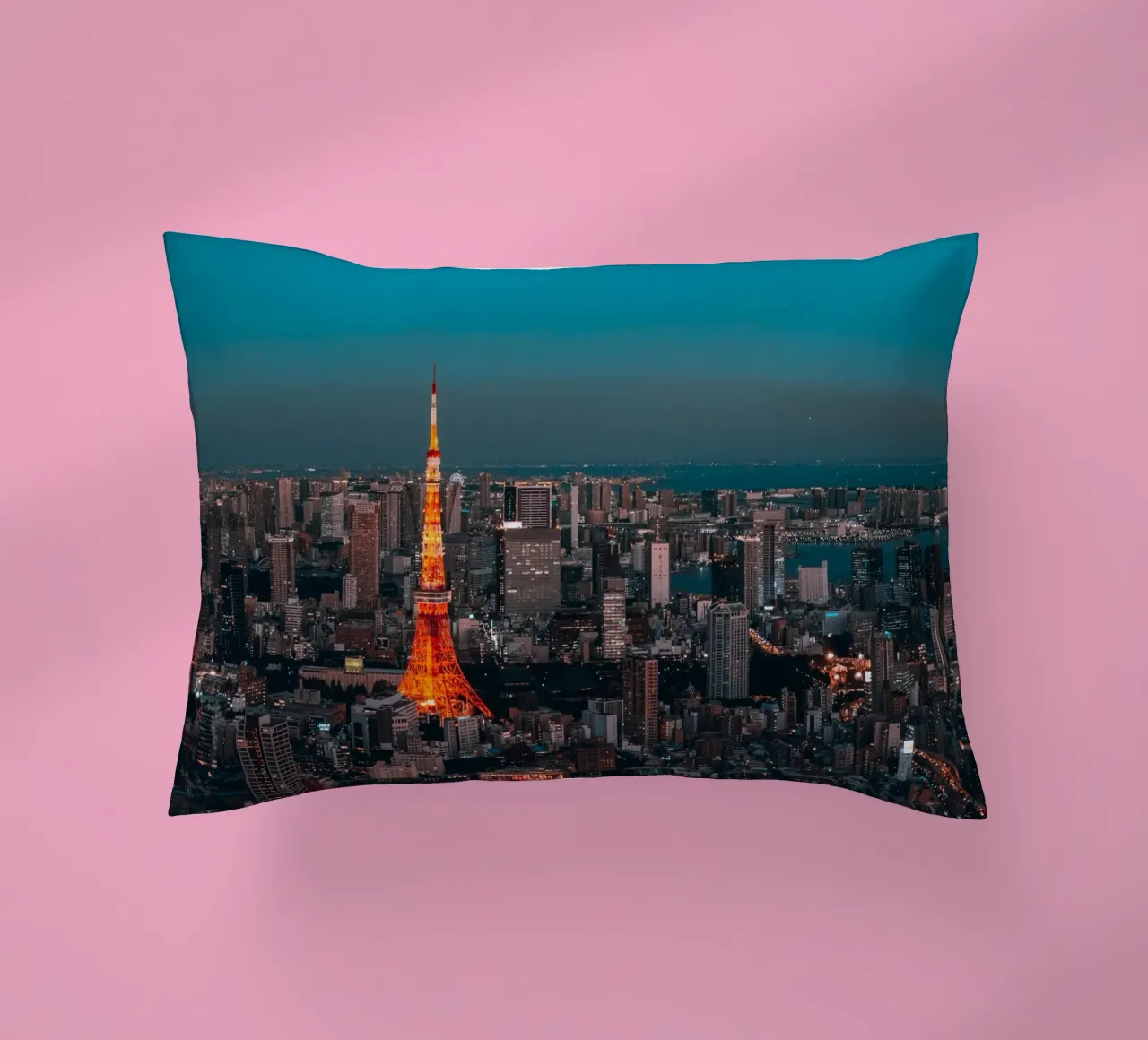 Tokyo Tower Night View, Japan decorative cushion by Marcel Bisig