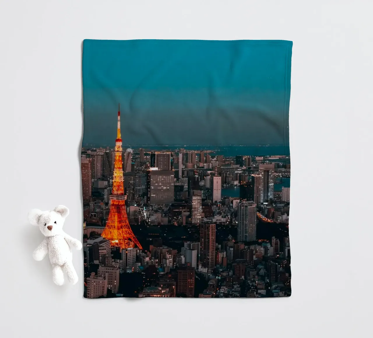 Tokyo Tower Night View, Japan fleece blanket by Marcel Bisig