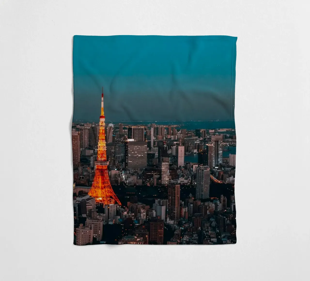 Tokyo Tower Night View, Japan fleece blanket by Marcel Bisig