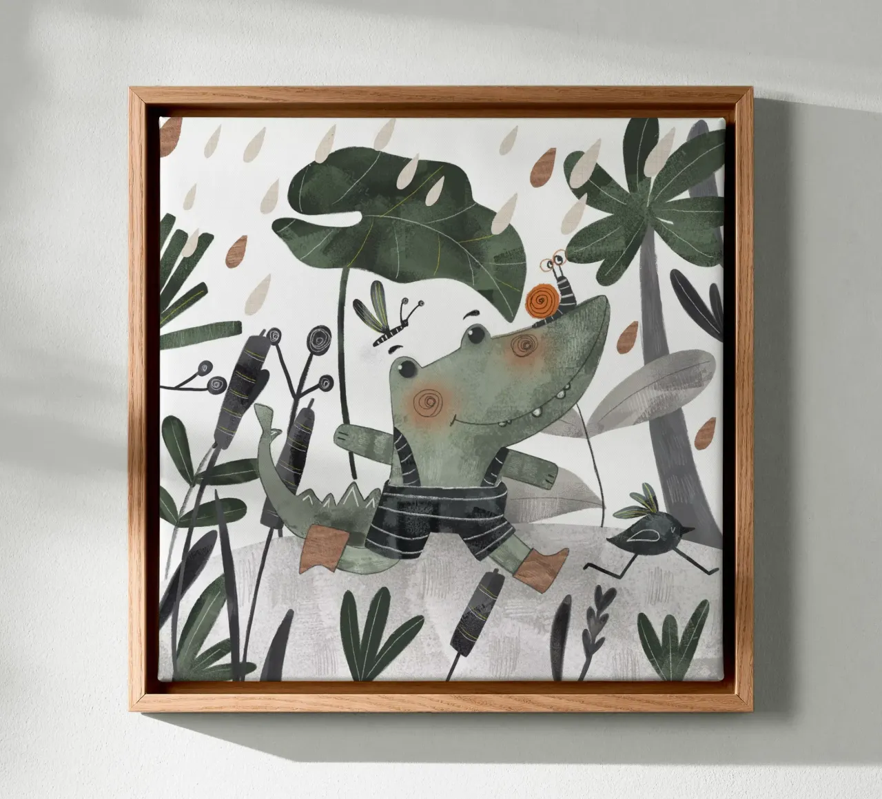 Nelli Suneli - Coccodrillo felice tela con Cornice a cassetta da The Artcircle