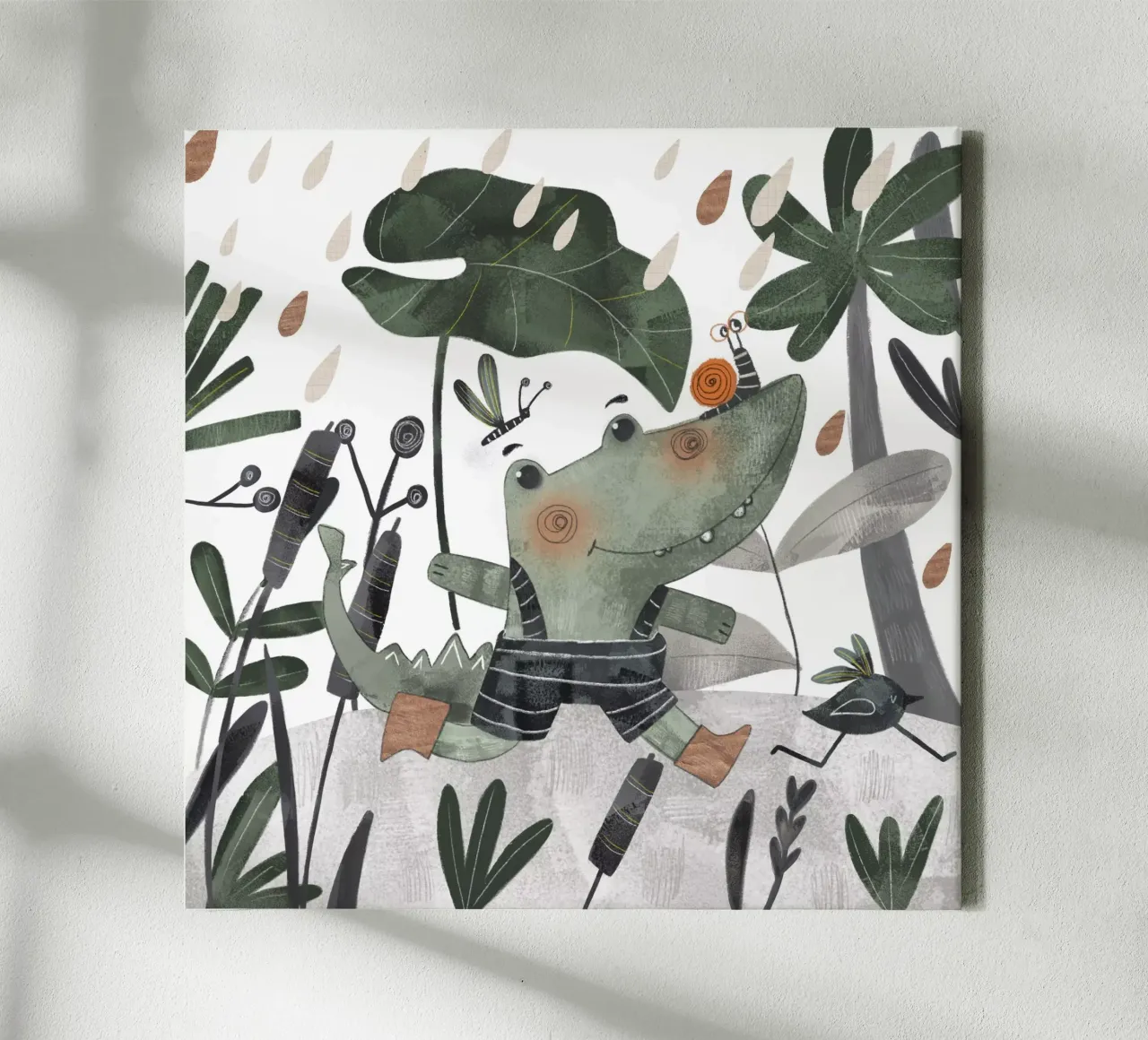 Nelli Suneli - Coccodrillo felice tela con Cornice a cassetta da The Artcircle
