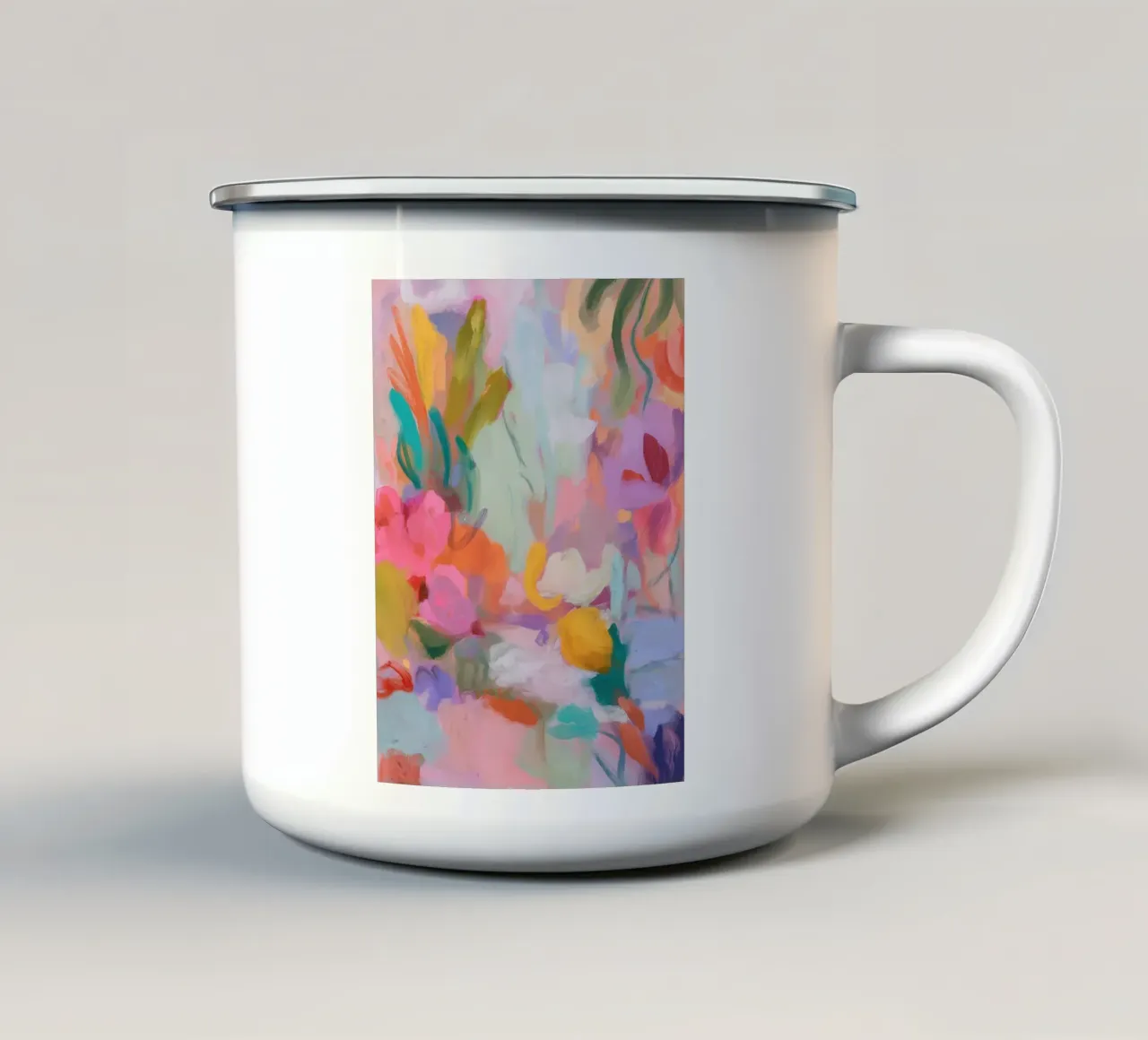 Sinfonia astratta di colori, rosa tazza in smalto da Carina Pop & Pastell