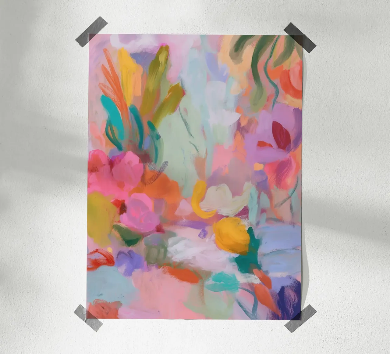 Abstracte symfonie van kleuren, roze hahnemühle van Carina Pop & Pastell