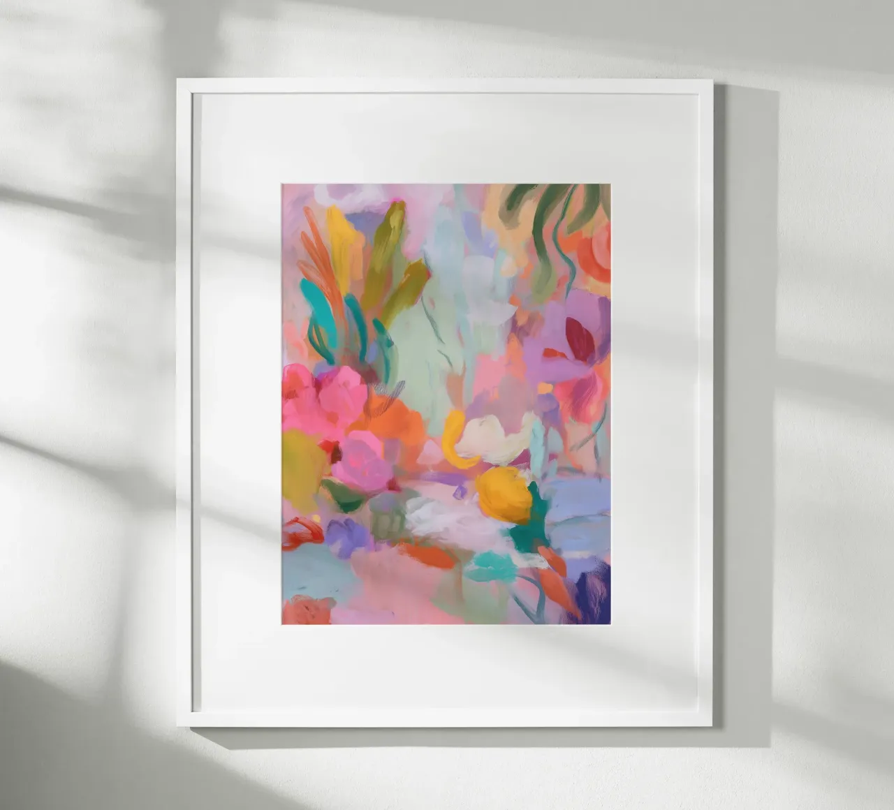Abstracte symfonie van kleuren, roze hahnemühle van Carina Pop & Pastell