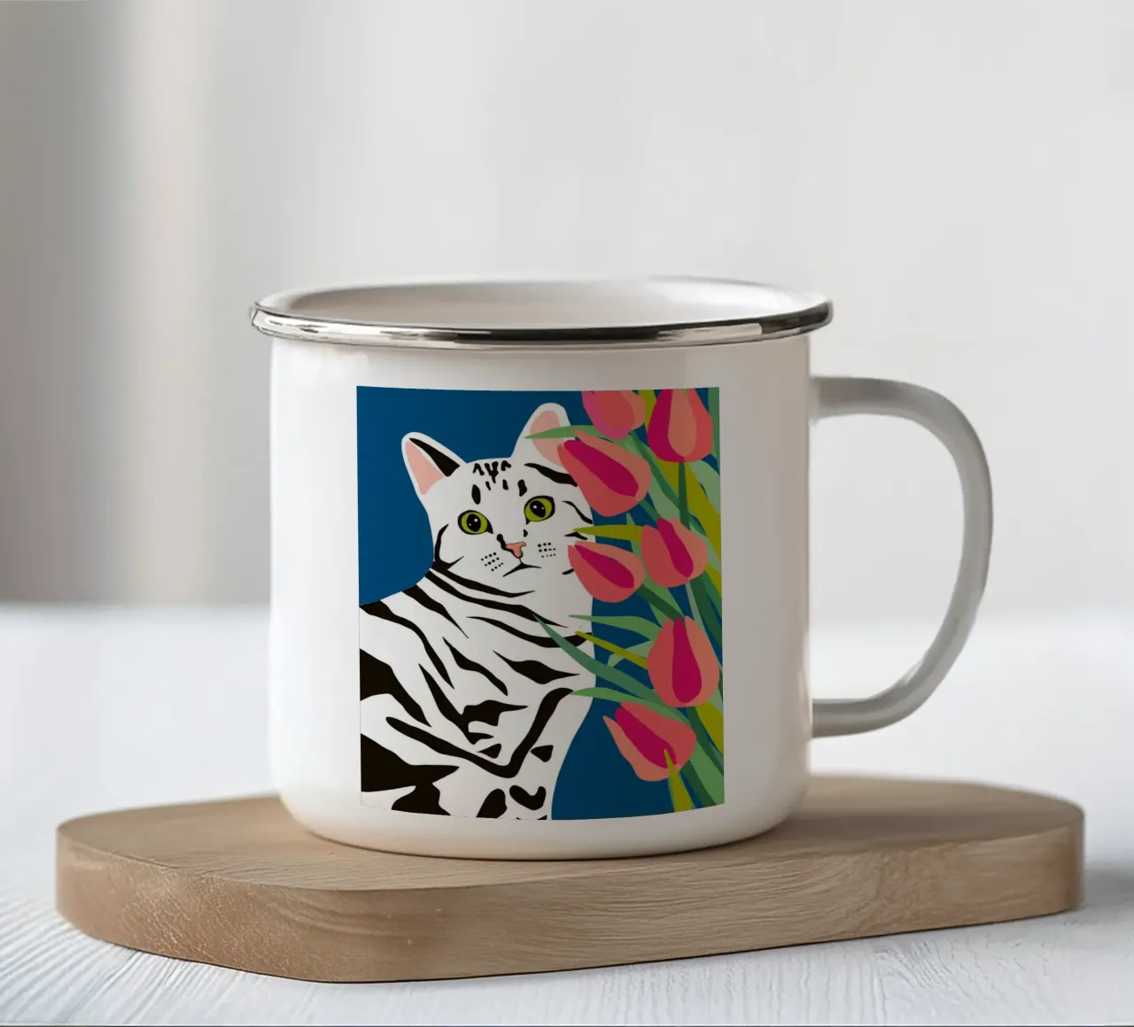 Il gatto posatore tazza in smalto da 83oranges