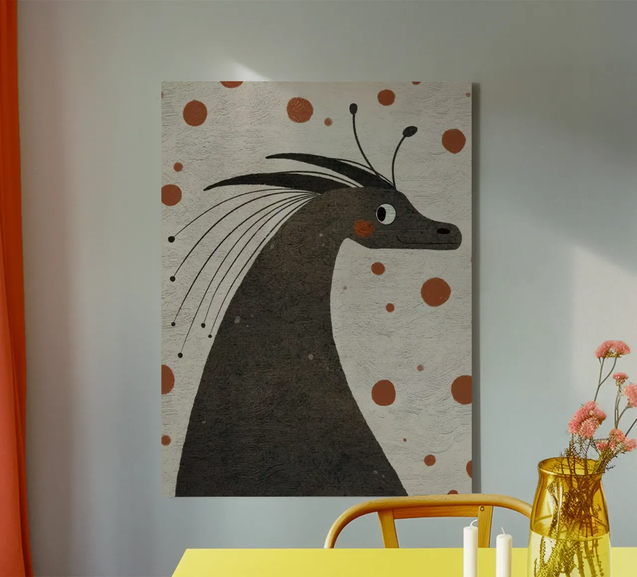 Nelli Suneli - Vriendelijke draak canvas met Baklijst van The Artcircle