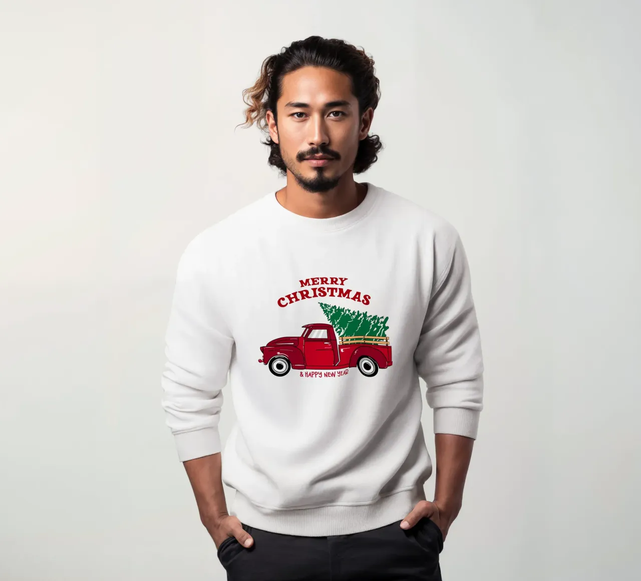 Buon Natale Camion rosso con albero Illustrazione d'epoca felpa da EDMPROJECT