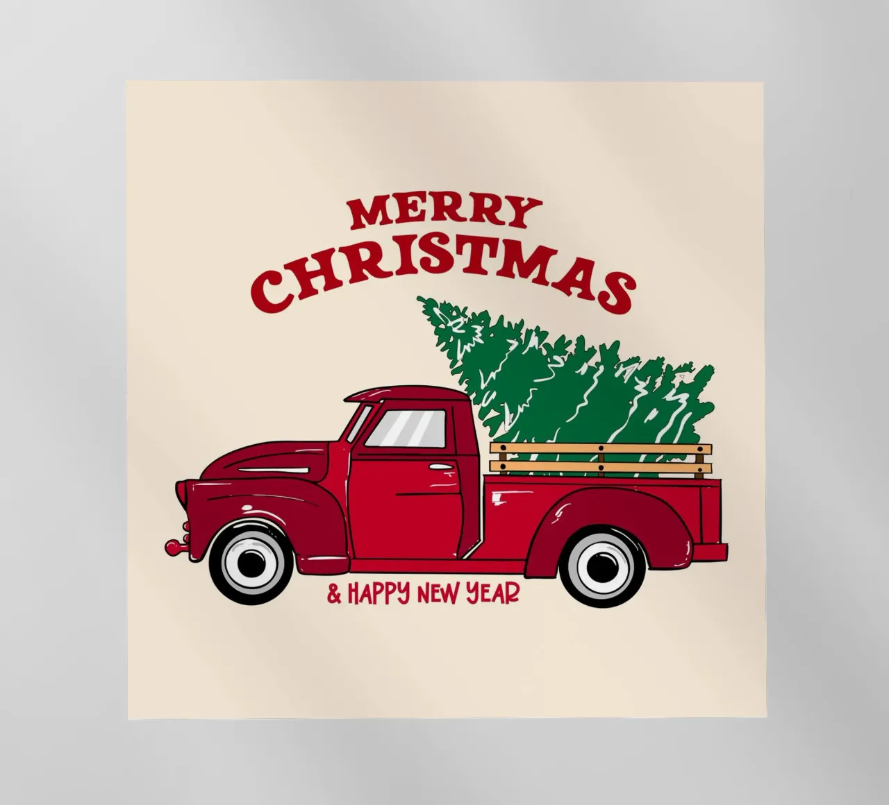 Buon Natale Camion rosso con albero Illustrazione d'epoca pellicola backlit da EDMPROJECT