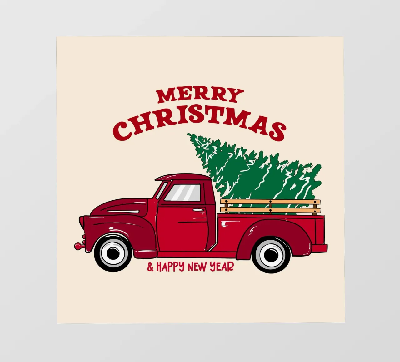 Buon Natale Camion rosso con albero Illustrazione d'epoca pellicola backlit da EDMPROJECT