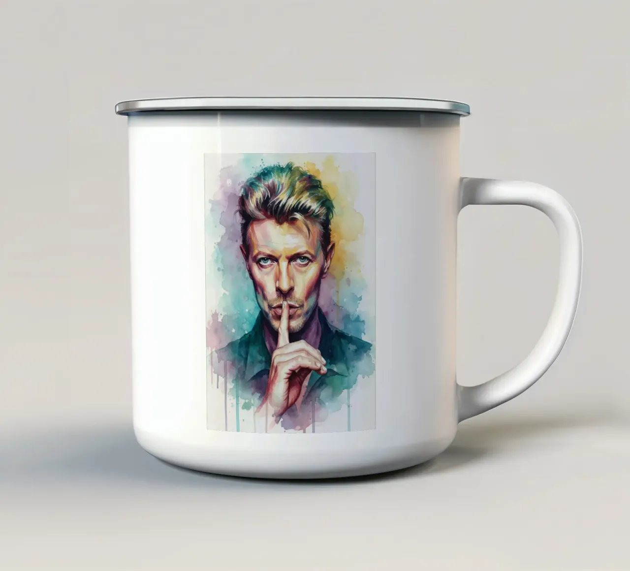 David Bowie arte astratta colorata tazza in smalto da Kalis