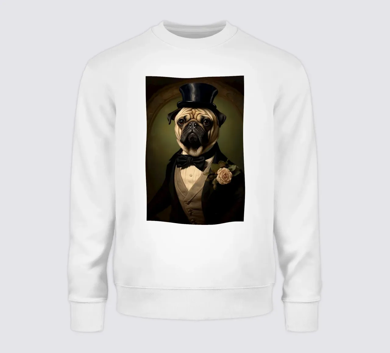 Carlino con cappello a cilindro felpa da Wumples