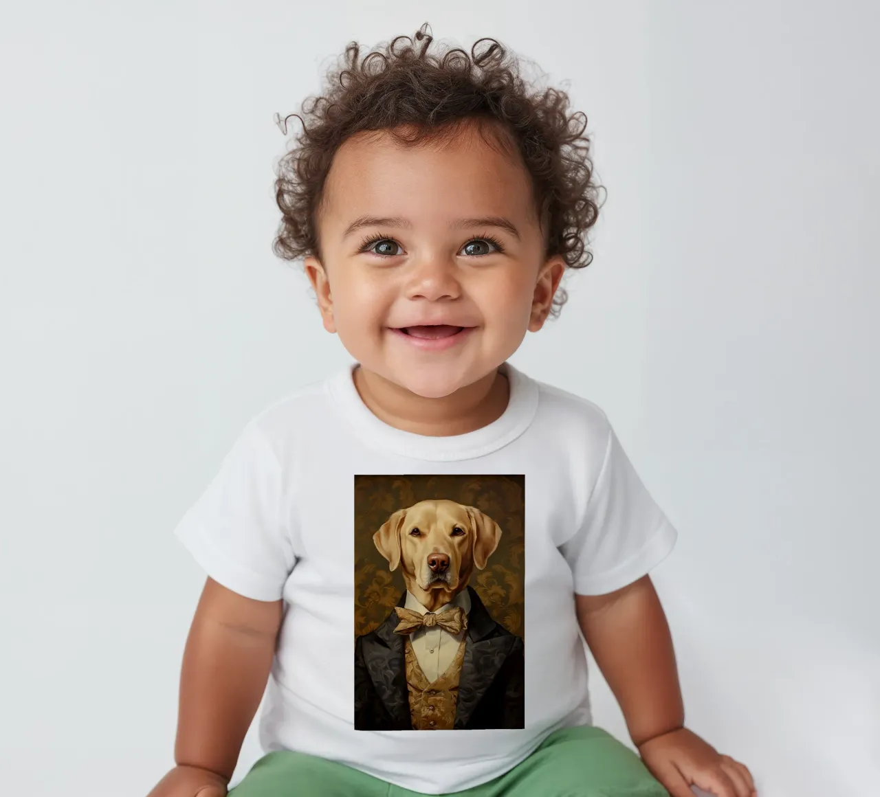 Lab giallo con papillon maglietta neonato da Wumples