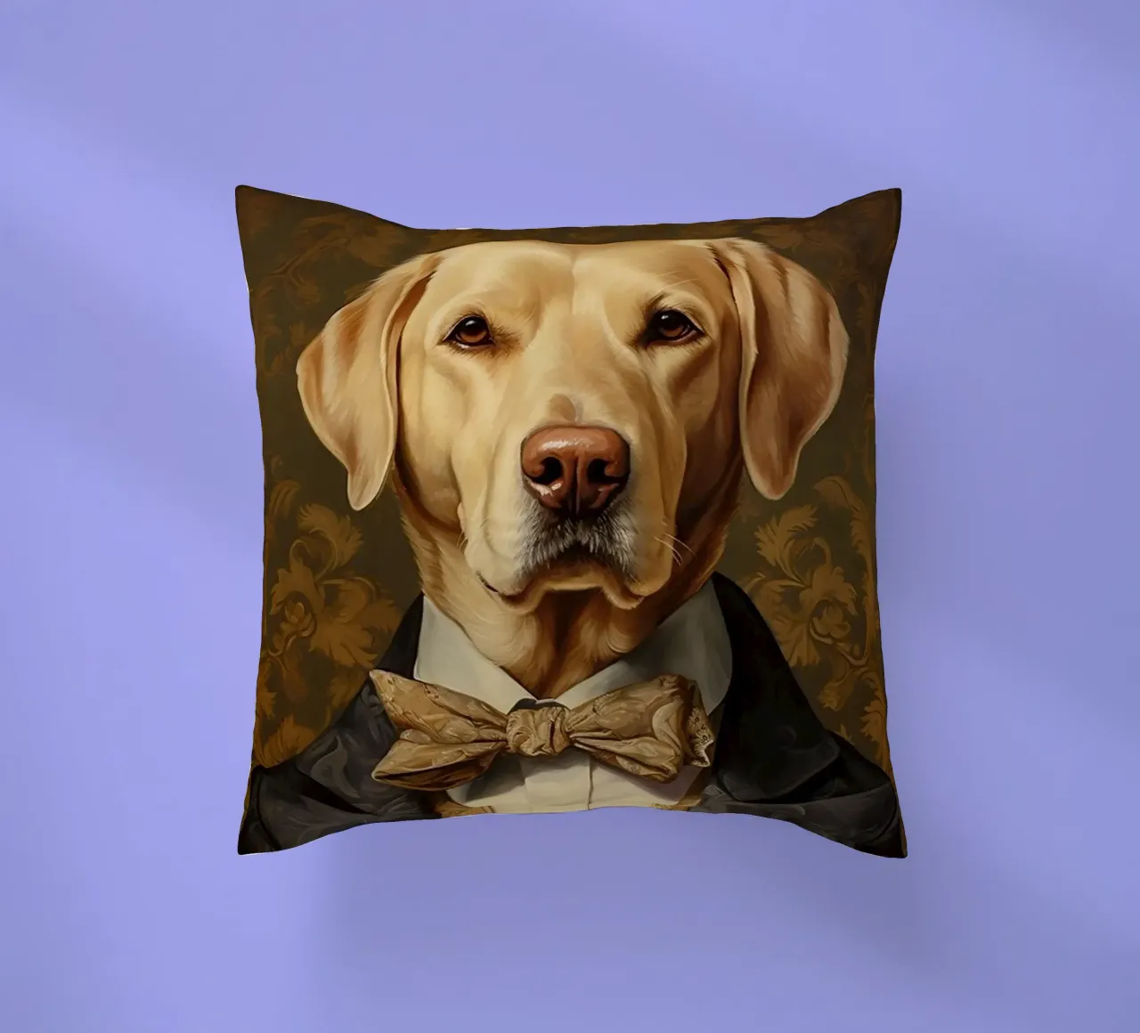 Lab giallo con papillon cuscino da Wumples