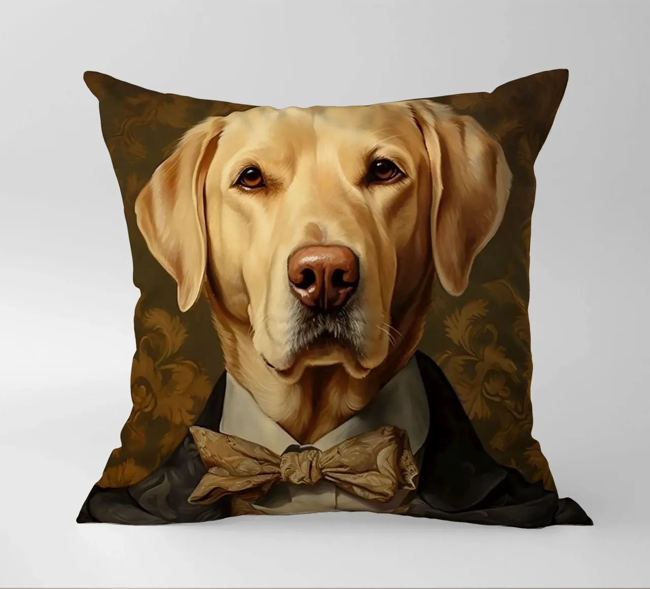 Lab giallo con papillon cuscino da Wumples