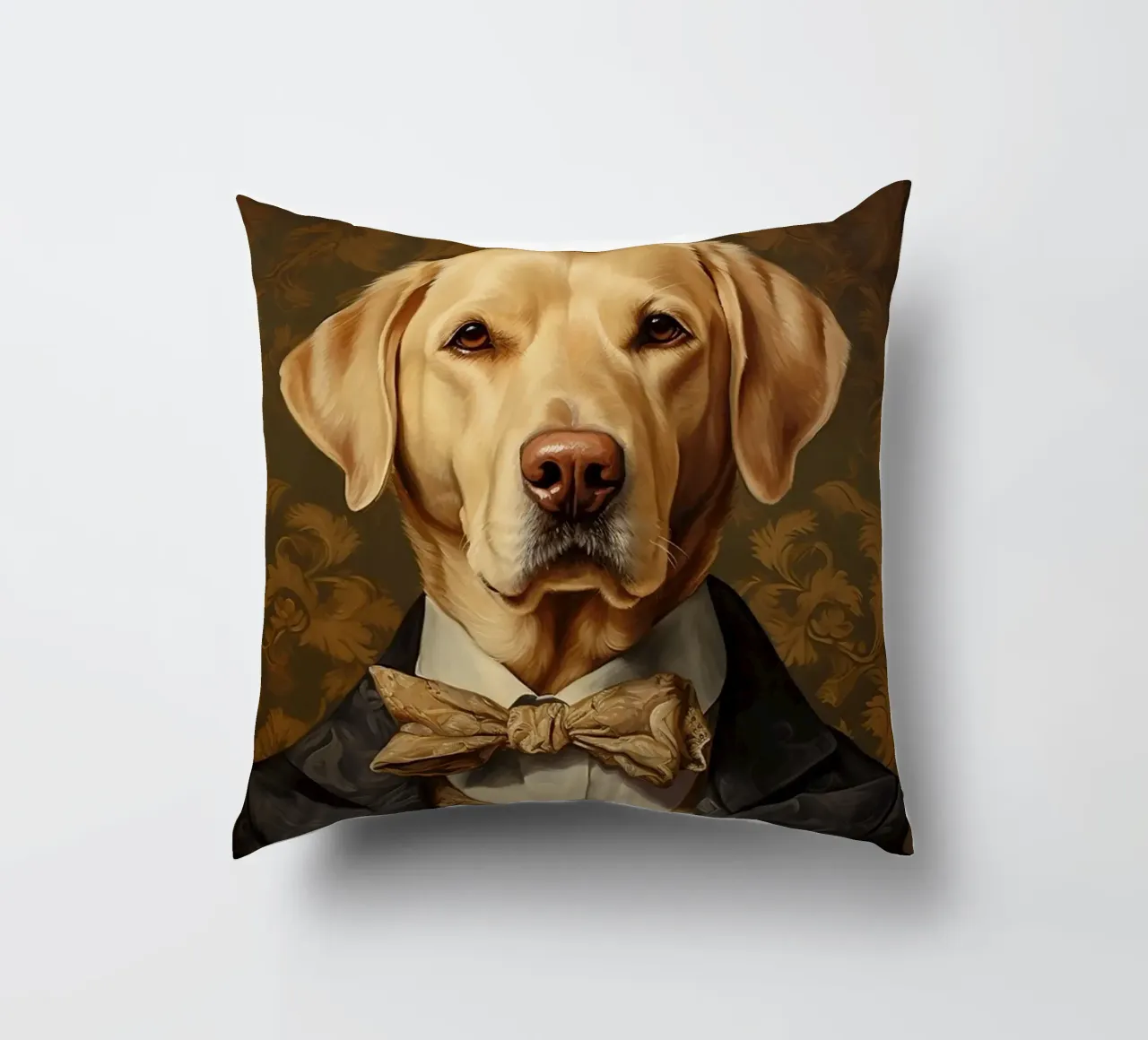 Lab giallo con papillon cuscino da Wumples