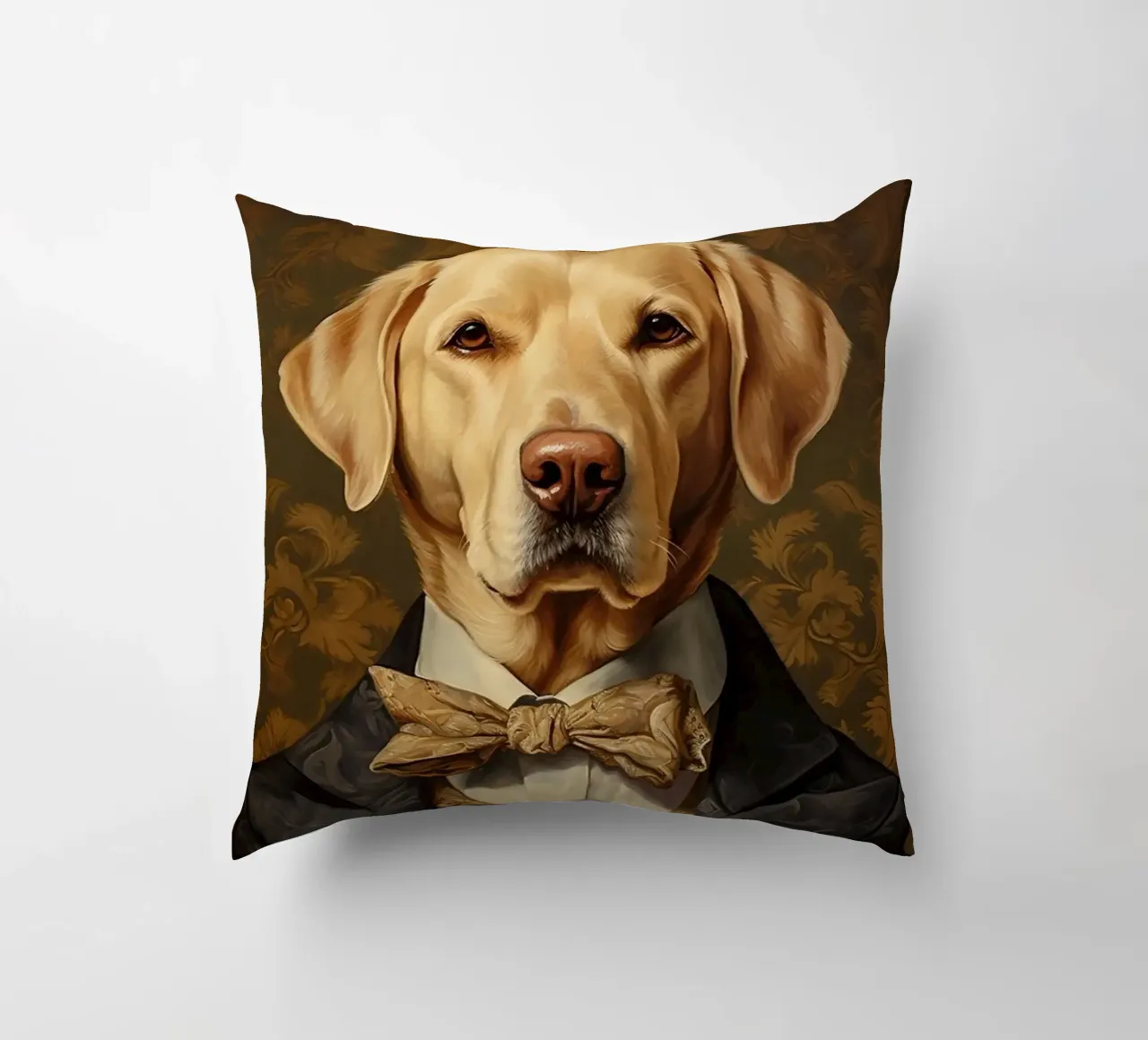 Lab giallo con papillon cuscino da Wumples