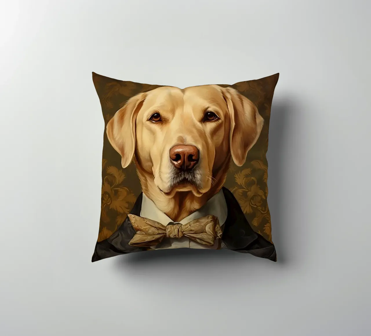 Lab giallo con papillon cuscino da Wumples